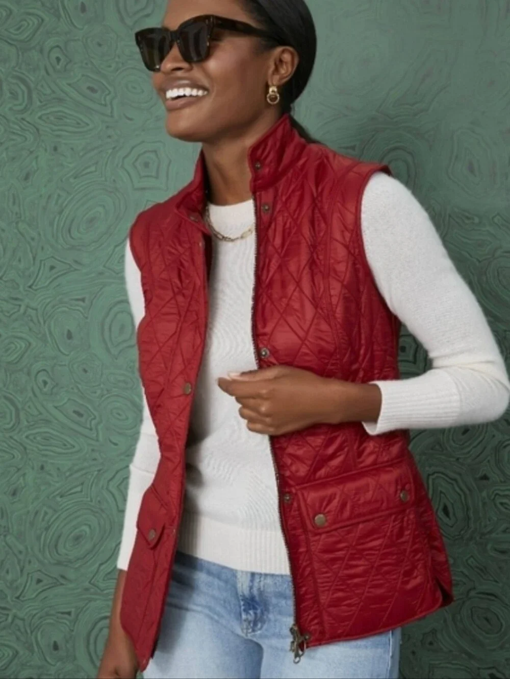 Barbour Wray Gilet Quilted Double Zip Waistcoat Vest Layering Outerwear Size 8